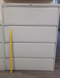 Four Drawer Metal Filing Cabinet, approx 42 inches wide, 60 inches tall and 18 inches deep