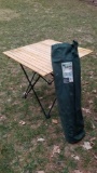 Folding Travel Table with Slotted Wood Top