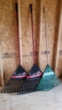Three Plastic Garden Rakes