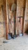 Assorted Gardening Hand Tools, Shovels, Hoe, Pick and More