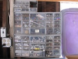 Tool Organizer with Air Nozzles and Couplers, Link Couplers, Screws and Assorted Fasteners, Nuts,
