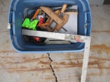 Sterilite Plastic Tote with Woodworking Tools, including Level, Clamps, Square and more