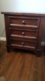 Two Wooden End Tables with Electric Outlet and USB Port in the Back of the Top Drawer, 26 x 17 x 29