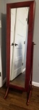 Adjustable Tilt Standing Mirror Jewelry Storage Case, 57 in overall height 18 in overall width,