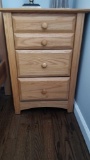 Oak End Table with Three Drawers, 21 by 19 by 30 inches tall