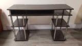Dark Brown Desk with Stainless Steel Accent 47 in wide 16 in deep 30 in tall