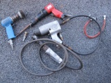 Assortment of Air Tools, Includes Chicago Pneumatic Speed Ratchet and Air Wrench, Rodac Air Chisel
