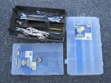 Assorted Wrenches and Hardware in Plastic Organizers
