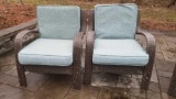 Two Outdoor Lounging Chairs with Cushions