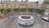 Set of Six Metal High Back Rocker Chairs (firepit and lighting not included)