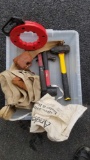 Assorted Tools, Includes Tool Pouches, Hammers, Mallets, and GB Steel Tape