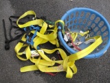 Basket of Assorted Tie Downs and Ratchet Straps