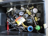 Bin Filled With assortment of Pressure Gauges, Air Nozzles, and Valves