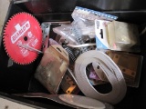 Bin Containing Wall Shield, Corner Braces, Diablo Saw Blade, Door Springs, And More