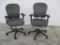 Two Knoll RPM Swiveling Grey/ Charcoal Office Chairs with Castor Wheels and Adjustable Height