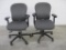 Two Knoll Swiveling Grey/ Charcoal Office Chairs with Castor Wheels and Adjustable Height