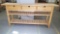 Solid Wood Shelf with Wood Counter Top and Three Drawers, 6ft 2 inches wide, 16 inches deep and 35.5
