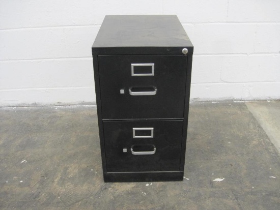 Two Drawer 26" Black Filing Cabinet