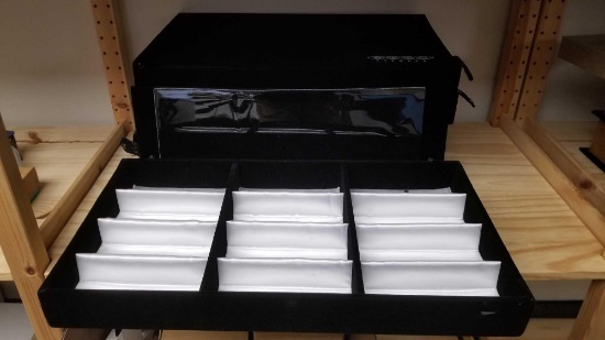 Six Empty Flocked Black Velvet Display Cases