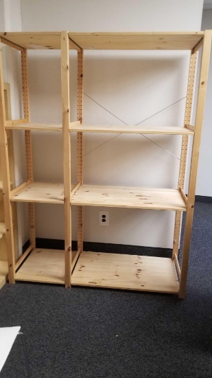 Wooden Ikea Shelf System, approx 53 inches by 70 inches tall