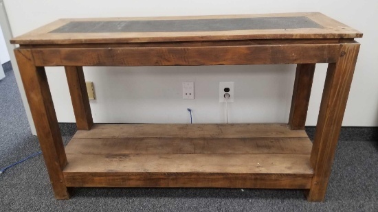 Wooden Table with Shelf, 51" X 18 D X 32" high