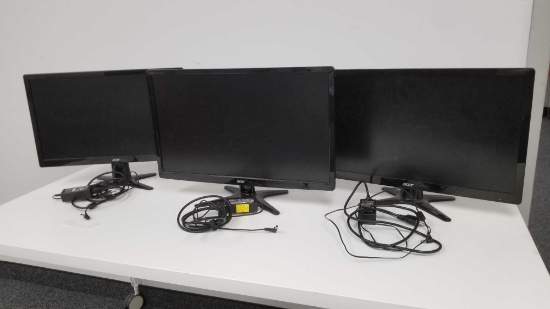 Three 24 Inch Acer LED Technology Monitors with Cords
