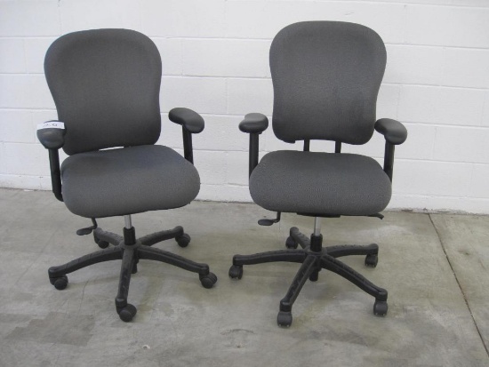 Two Knoll RPM Swiveling Grey/ Charcoal Office Chairs with Castor Wheels and Adjustable Height