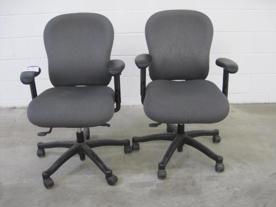 Two Knoll Swiveling Grey/ Charcoal Office Chairs with Castor Wheels and Adjustable Height