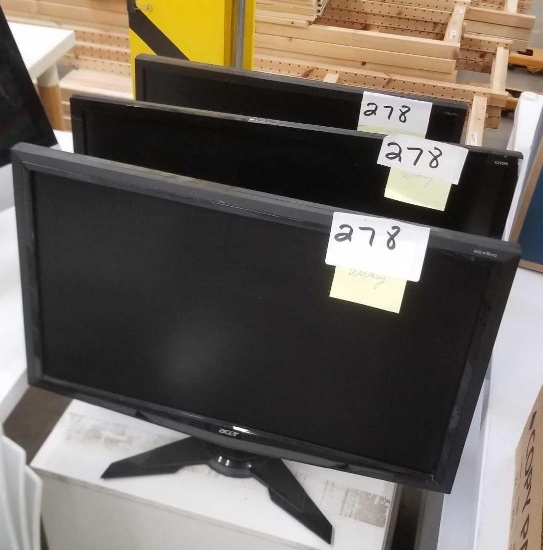 Three Acer Monitors, 21", 23", 24"