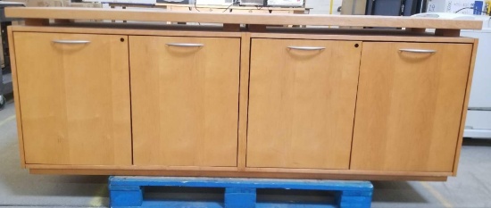 Four Door Solid Wood Cabinet, 6ft 6 inches wide, 24 inches deep, 29.5 inches tall