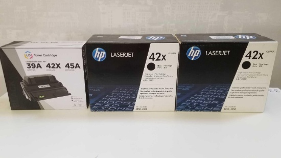 Three Sealed Boxes of Printer Toner, Two HP Laser Jet 42x Q5942X Cartridges and One LD Toner