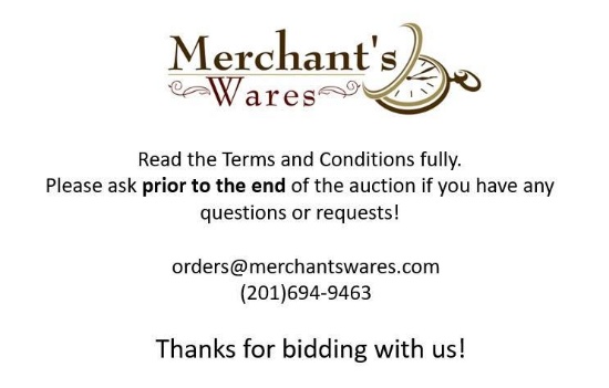 Winning Bids in this auction will be available for pickup after payment in full on location in