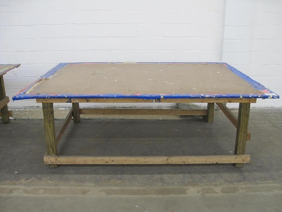Large Lumber Constructed Work Table, Measures 6'D x 8'W x 33" H