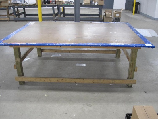 Large Lumber Constructed Work Table, Measures 6'D x 8'W x 33" H