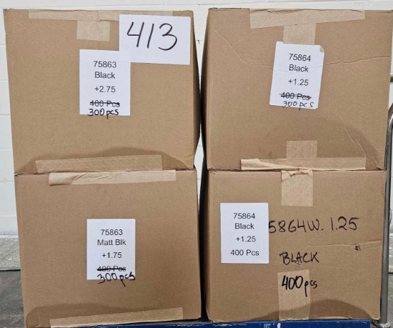 Four Boxes of Black +1.25, +1.75, and +2.75 Diopter Sunglasses Approx 1300 Pieces Total