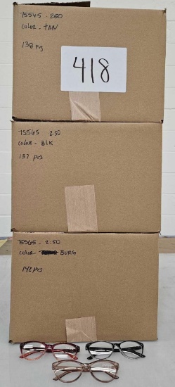 Reading Glasses, 3 Boxes, +2.50 Black, Turquoise, and Burgandy