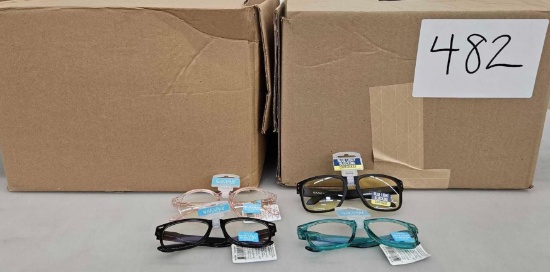 2 Boxes of Blue Blocker Glasses Assorted