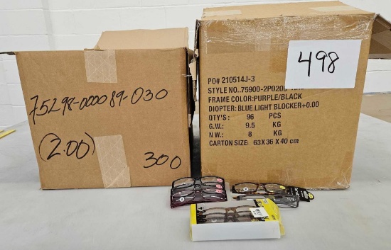 2 Boxes of Readers, One Full Box of Store Packaged +2.00 Readers, Other Box is Mixed