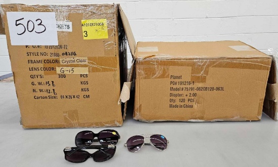 Two Large Boxes of Franco Sarto, Mens and Womens, +2.00 and +1.50 Sunglasses