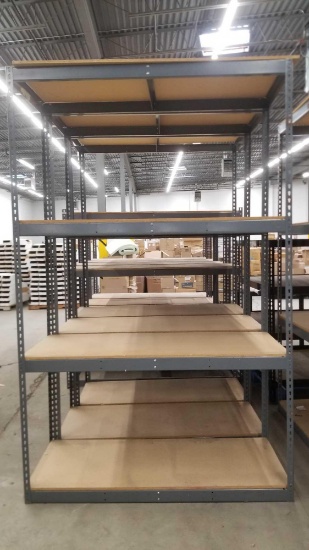 Tri-Boro Metal Framed Rack with Adjustable Height Particle Board Shelves, 8 ft tall, 5 ft wide and