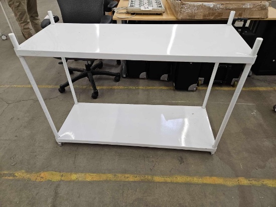 White Painted Metal Metro Rack, Two Shelves, 4ft by 18 deep by 35 inches tall