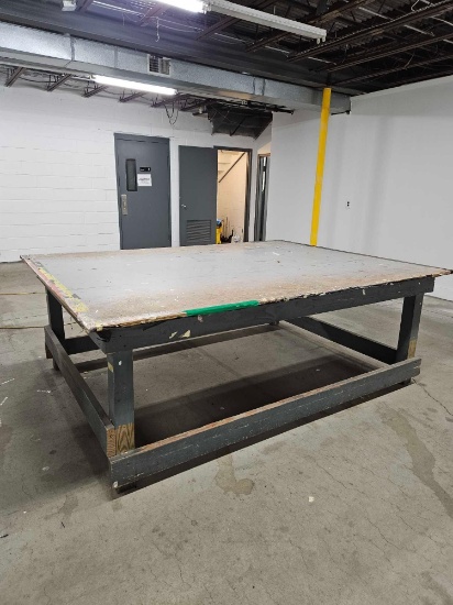 Heavy Lumber Work Table, 8ft by 6 ft by 34 inches tall