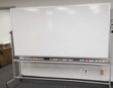 Huge Dual Side Whiteboard on Rollers, approx 9' X 4' X 6 1/5 H with markers, Item is located on the