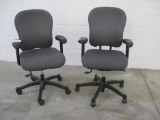 Two Knoll RPM Swiveling Grey/ Charcoal Office Chairs with Castor Wheels and Adjustable Height