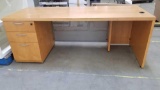 Three Drawer Office Desk, Approximately 6ft 6inches wide x 30h x 30d