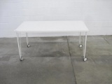 Linnmon IKEA Table in White with Krille Legs with Wheels, Assembled, Measures 29.5W x 59
