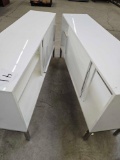 Pair of White Cabinets with Sliding Doors, approx 6ft 6 inches long