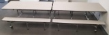 Folding Rolling Table with Bench, overall length 12 ft, overall width 53 inches