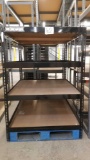 Black Metal Framed Shelf, with Wood shelf inserts, 48 inches by 40 inches by 58 inches tall
