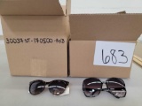 Black with Rhinestone and Tortoise/White Two Tone Sunglasses, Two Boxes